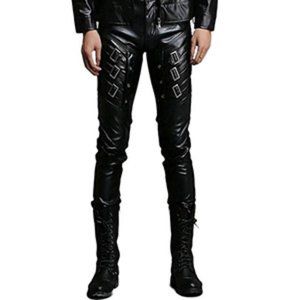 Men's Faux Leather Breathable Motorcycle Pants